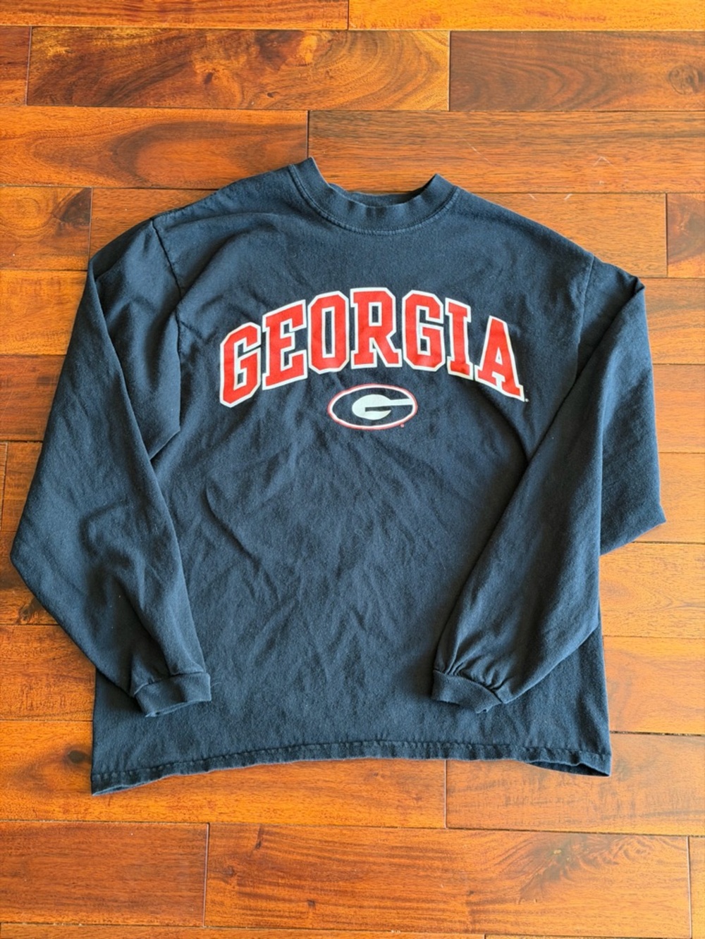 Georgia Arch Logo Long Sleeve Crewneck - Navy with Red/White - Picture 2 of 6